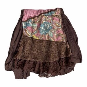 One of a kind mixed media fairycore lace and knit  asymmetrical skirt